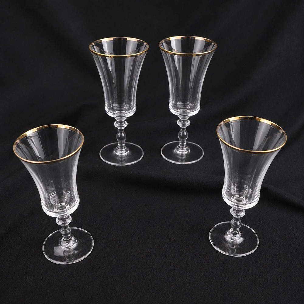Mikasa Jamestown Gold Trim Iced Tea Beverage Glasses Set of 4 Crystal 8.375"